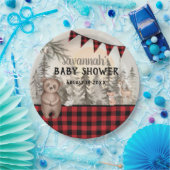 Buffalo Plaid bosdieren Baby shower Papieren Bordje (Feest)