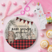 Buffalo Plaid bosdieren Baby shower Papieren Bordje (Feest)