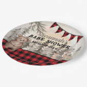 Buffalo Plaid bosdieren Baby shower Papieren Bordje (Gekanteld)