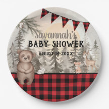 Buffalo Plaid bosdieren Baby shower
