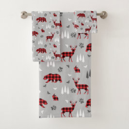 Buffalo Plaid Bosdieren Patroon Bad Handdoek