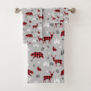 Buffalo Plaid Bosdieren Patroon Bad Handdoek