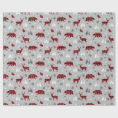 Buffalo Plaid Bosdieren Patroon Cadeaupapier (Vlak)