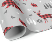 Buffalo Plaid Bosdieren Patroon Cadeaupapier (Rol Hoek)