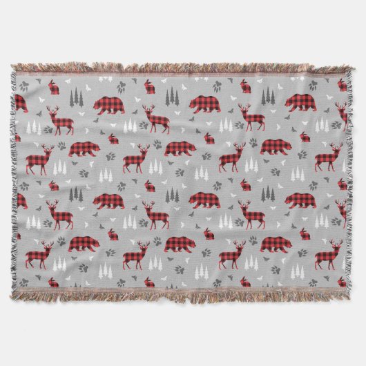 Buffalo Plaid Bosdieren Patroon Deken (Voorkant)