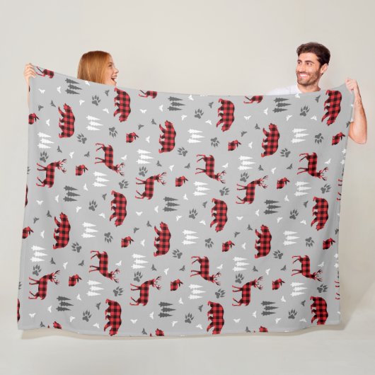 Buffalo Plaid Bosdieren Patroon Fleece Deken (In situ)