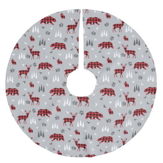 Buffalo Plaid Bosdieren Patroon Kerstboom Rok (Voorkant)