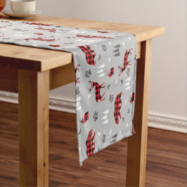 Buffalo Plaid Bosdieren Patroon Korte Tafelloper