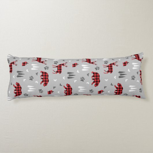 Buffalo Plaid Bosdieren Patroon Lichaamskussen (Achterkant)