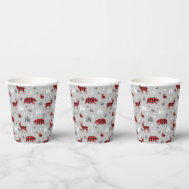 Buffalo Plaid Bosdieren Patroon Papieren Bekers
