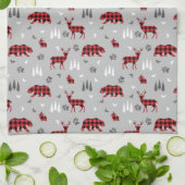 Buffalo Plaid Bosdieren Patroon Theedoek (Gevouwen)