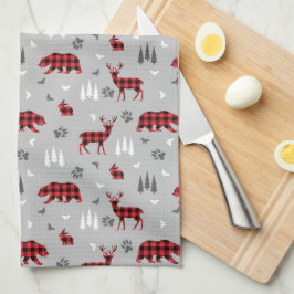 Buffalo Plaid Bosdieren Patroon Theedoek