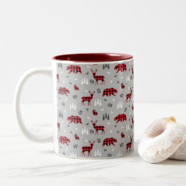 Buffalo Plaid Bosdieren Patroon Tweekleurige Koffiemok