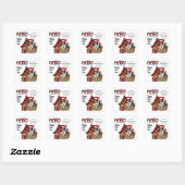 Buffalo Plaid Boston Terrier Hondenkerst Vierkante Sticker (Vel)