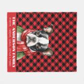 Buffalo Plaid Boston Terrier Kerstmis Fleece Deken (Voorkant (Horizontaal))