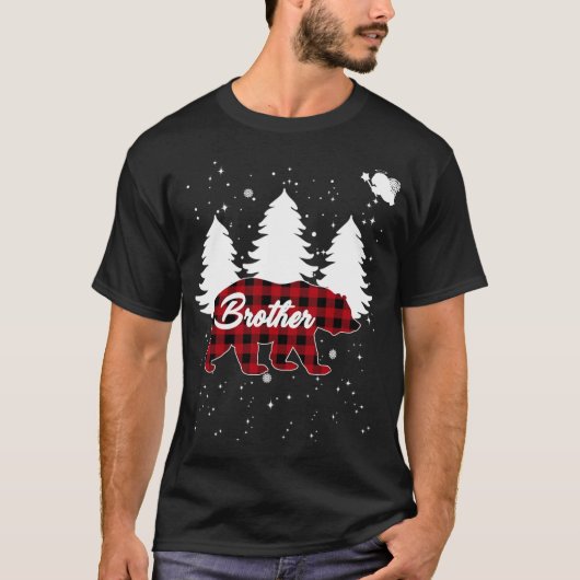 Buffalo Plaid Brother Beer Kerstboom Pajama F T-shirt (Voorkant)