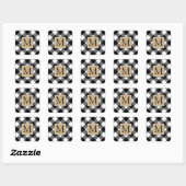 Buffalo Plaid Bruine Kraft Monogram Vierkante Sticker (Vel)