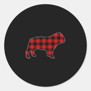 Buffalo Plaid Bulldog Ronde Sticker