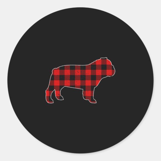 Buffalo Plaid Bulldog Ronde Sticker (Voorkant)