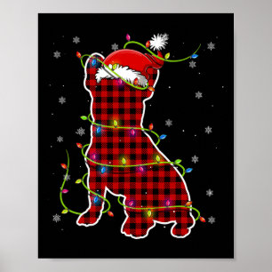 Buffalo Plaid Bulldog Santa Kerstmis Pyjama Match Poster