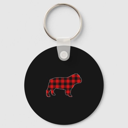 Buffalo Plaid Bulldog Sleutelhanger (Voorkant)