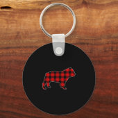 Buffalo Plaid Bulldog Sleutelhanger (Voorkant)