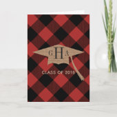 Buffalo Plaid Burlap Afstuderen Fotoaankondiging Aankondiging (Voorkant)