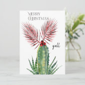 Buffalo Plaid & Cactus Prettig Kerstmis allemaal F Feestdagenkaart (Staand voorkant)