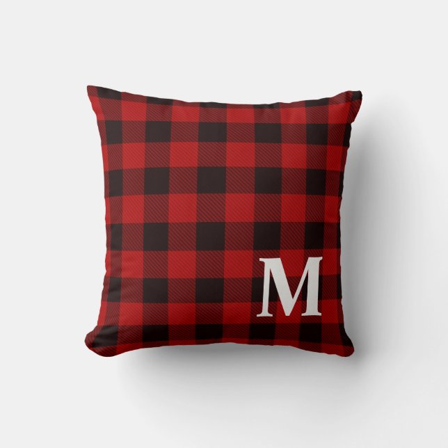 Buffalo Plaid Check Monogram 2 Kussen (Voorkant)