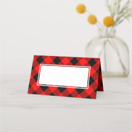 Buffalo Plaid Check Westerne kerstblokhut Plaatskaartje