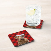 Buffalo Plaid Chesapeake Bay Retriever Santa Dog Bier Onderzetter (Rechterzijde)