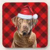 Buffalo Plaid Chesapeake Bay Retriever Santa Dog Bier Onderzetter (Voorkant)