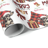 Buffalo Plaid Chihuahua Puppy Kerstmis Cadeaupapier (Rol Hoek)