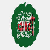 Buffalo Plaid Christian Christmas Design with Snow Ornament Kaart (Rechts)