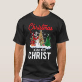 Buffalo Plaid Christian Jesus Christmas Begins Wit T-shirt (Voorkant)