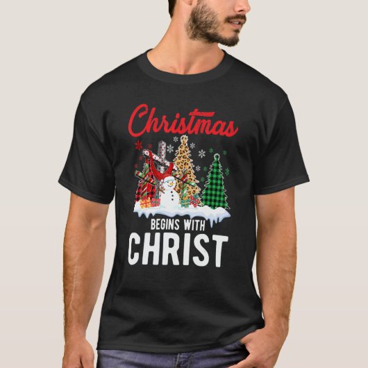 Buffalo Plaid Christian Jesus Christmas Begins Wit T-shirt (Voorkant)