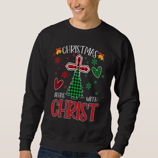 Buffalo Plaid Christian Jesus Christmas Begins Wit Trui (Voorkant)