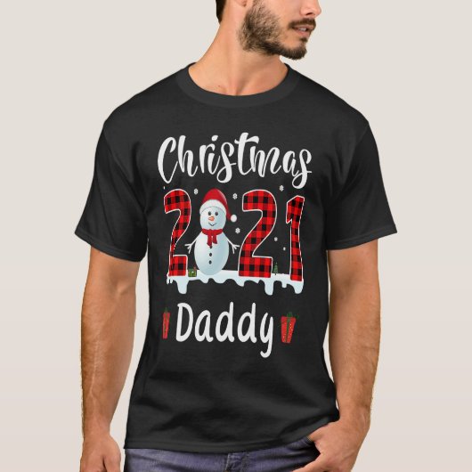 Buffalo Plaid Christmas 2021 Daddy Snowman T-shirt (Voorkant)