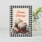 Buffalo Plaid Christmas Cacao Vakantie Kaart (Staand voorkant)
