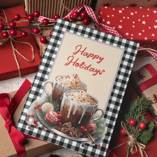 Buffalo Plaid Christmas Cacao Vakantie Kaart