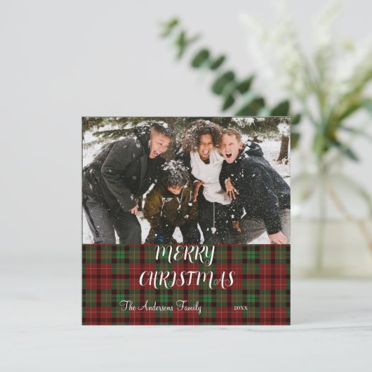 Buffalo plaid Christmas Gevouwen Vakantie Kaart (Staand voorkant)