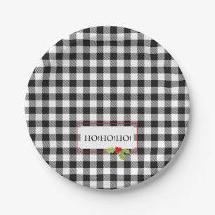 Buffalo Plaid Christmas Holly HO! HO! HO! Vakantie Papieren Bordje