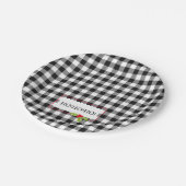 Buffalo Plaid Christmas Holly HO! HO! HO! Vakantie Papieren Bordje (Gekanteld)