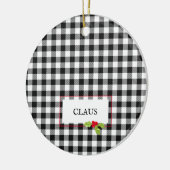 Buffalo Plaid Christmas Holly Santa NAAM Feestelij Keramisch Ornament (Links)