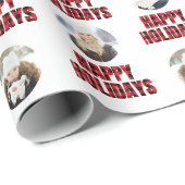 Buffalo Plaid Christmas Photo Collage Black Green  Cadeaupapier (Rol Hoek)