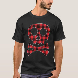 Buffalo Plaid Christmas Skull Crossbones T-Shirt