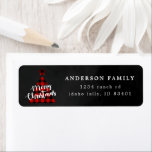 Buffalo Plaid Christmas Tree Retouradres Etiket<br><div class="desc">Ons 'Rustic Buffalo Plaid Holiday'-collectie bevat producten met een bizonplaid kerstboom en een grillig script 'Merry Christmas'. Gekoppeld aan uw informatie in een elegant serif lettertype en een gepersonaliseerde foto allemaal op een kraft of zwarte achtergrond. Bekijk onze winkel voor meer overeenkomende objecten.</div>