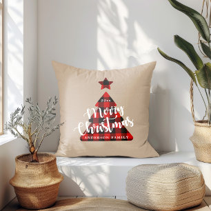 Buffalo Plaid Christmas Tree Whimsical Script Kussen