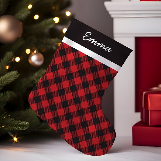 Buffalo Plaid Controleer Patroon Gepersonaliseerd  Kleine Kerstsok