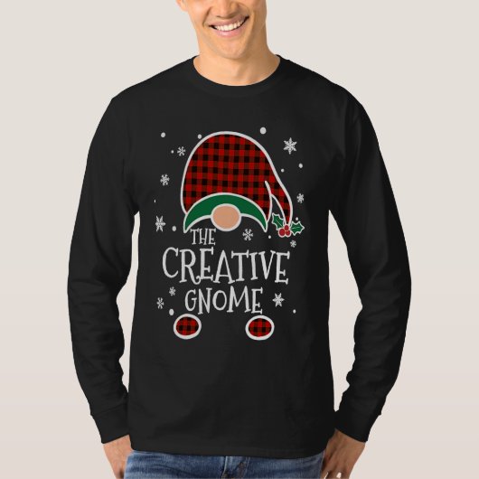 Buffalo Plaid Creative Gnome  Christmas Family Mat T-shirt (Voorkant)